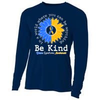 Be Kind Sunflower Ribbon Down Syndrome Awareness Cooling Performance Long Sleeve Crew