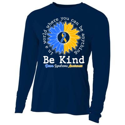 Be Kind Sunflower Ribbon Down Syndrome Awareness Cooling Performance Long Sleeve Crew