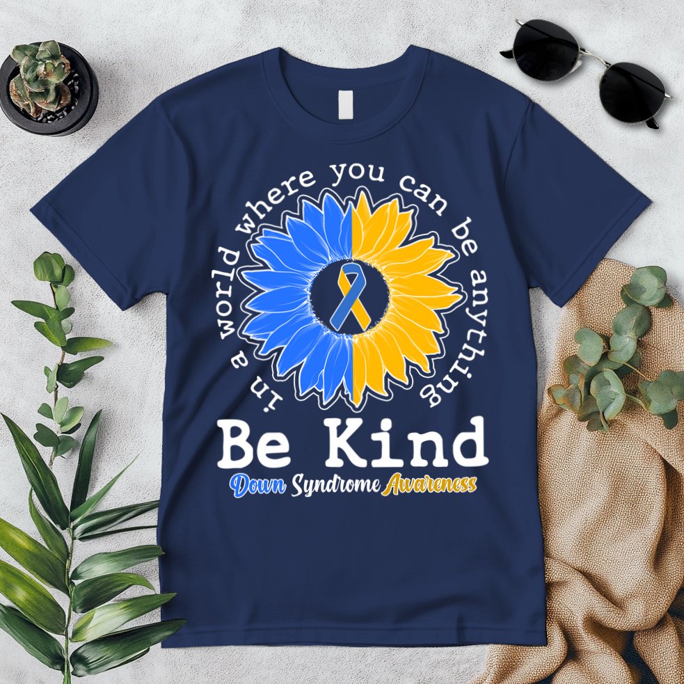 Be Kind Sunflower Ribbon Down Syndrome Awareness Premium T-Shirt