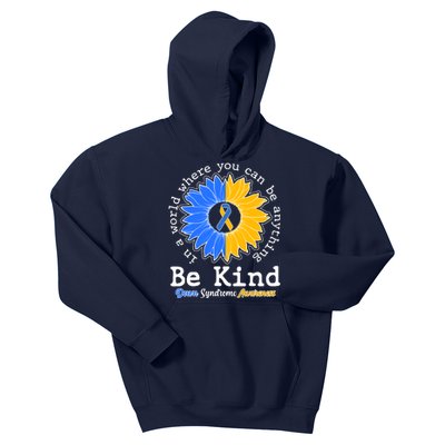 Be Kind Sunflower Ribbon Down Syndrome Awareness Kids Hoodie