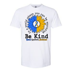 Be Kind Sunflower Ribbon Down Syndrome Awareness Softstyle CVC T-Shirt