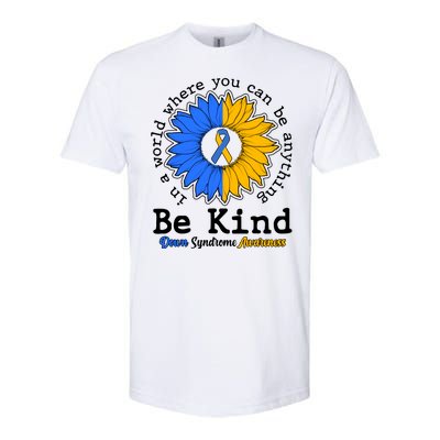 Be Kind Sunflower Ribbon Down Syndrome Awareness Softstyle® CVC T-Shirt