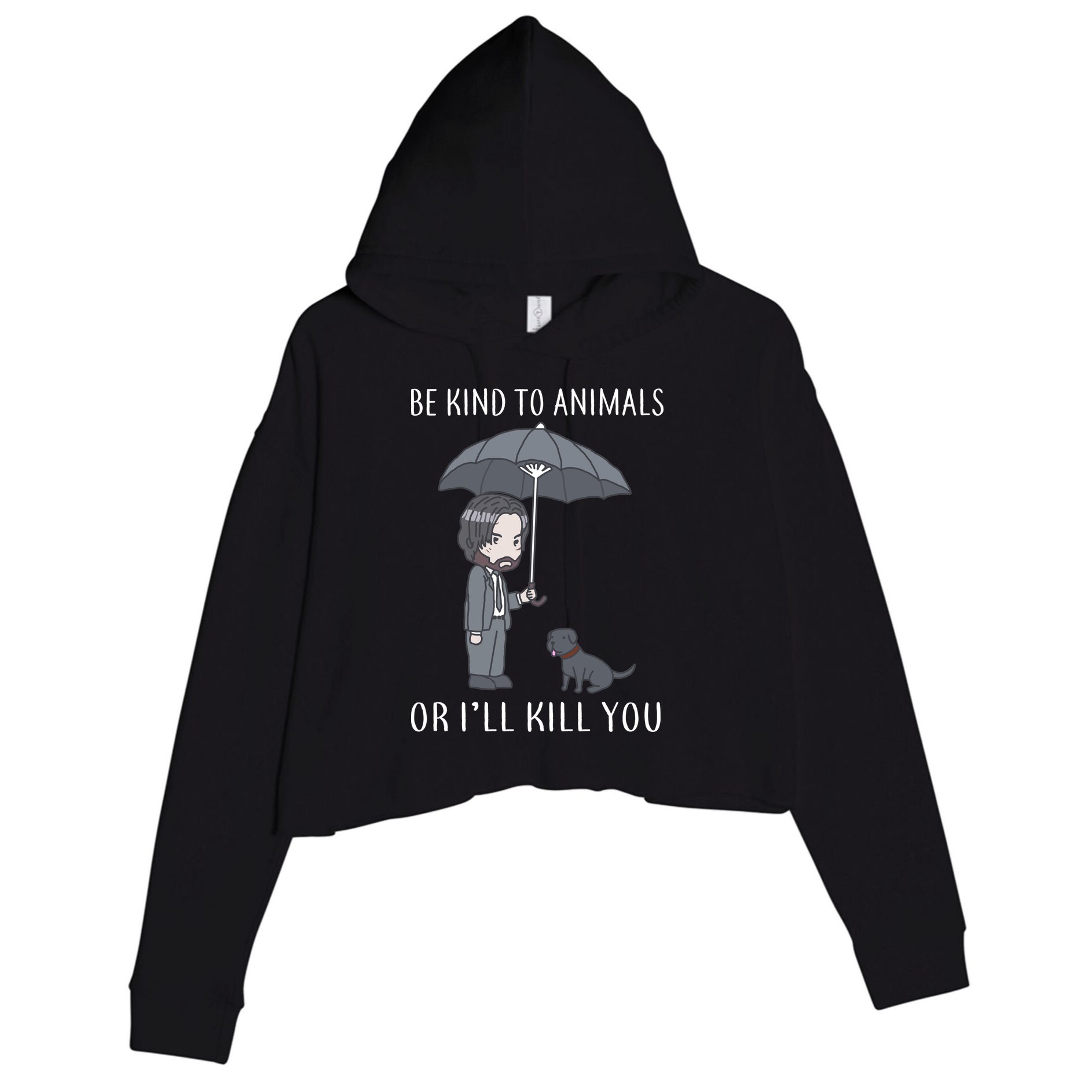 Be Kind To Animals Or I'll Kill You Crop Fleece Hoodie