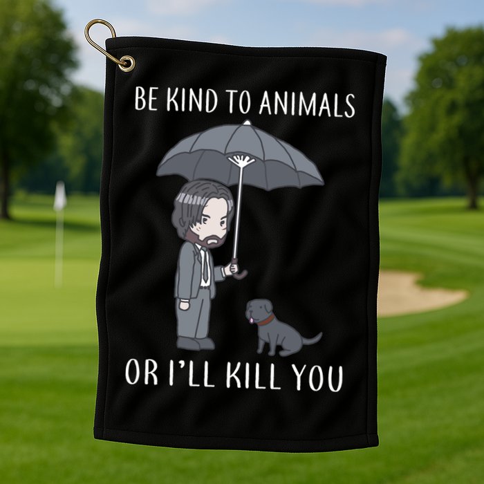 Be Kind To Animals Or I'll Kill You Golf Towel