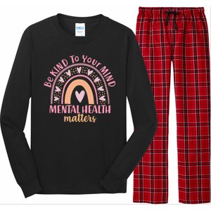 Be Kind To Your Mind Mental Health Matters Patten Rainbow Long Sleeve Pajama Set