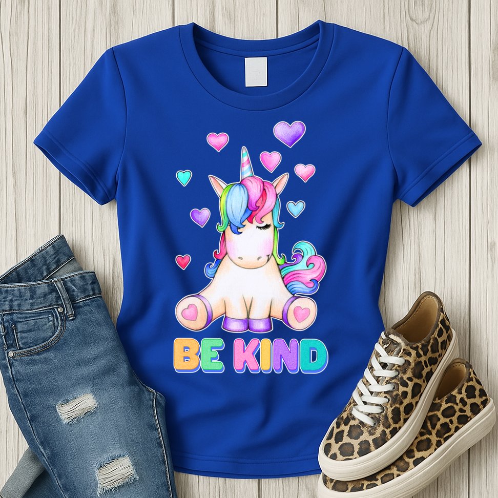 Be Kind Unicorn Womens T-Shirt