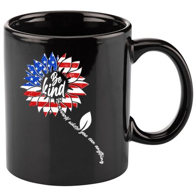 Be Kind USA American Sunflower 11oz C Handle Ceramic Mug
