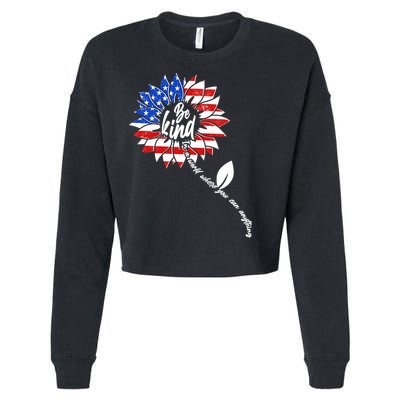 Be Kind USA American Sunflower Cropped Pullover Crew