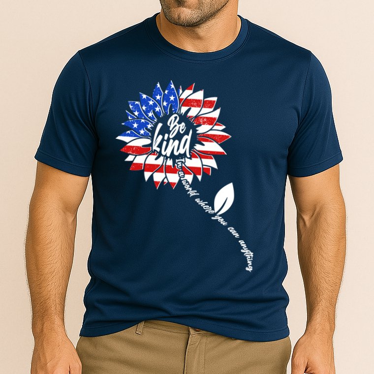 Be Kind USA American Sunflower Cooling Performance Crew T-Shirt