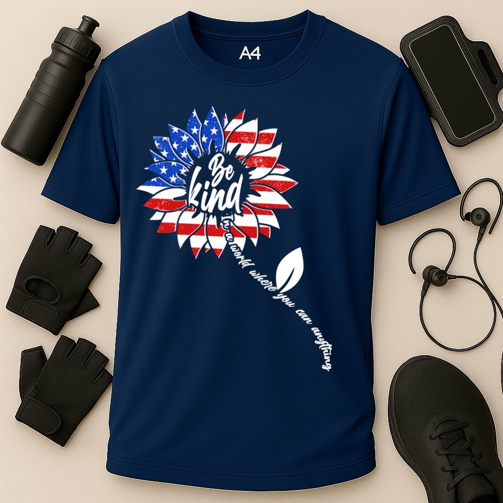 Be Kind USA American Sunflower Cooling Performance Crew T-Shirt