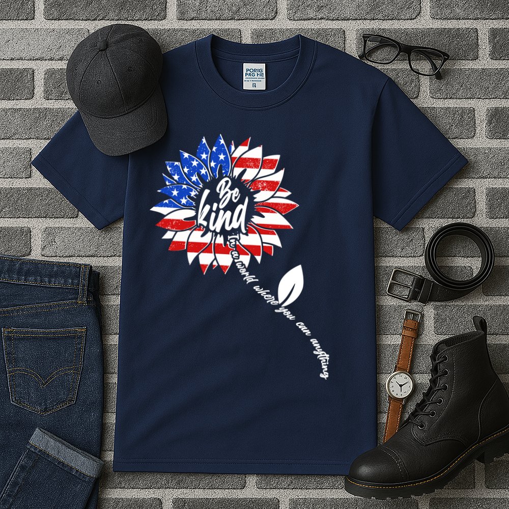 Be Kind USA American Sunflower Tall T-Shirt