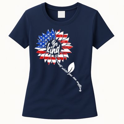Be Kind USA American Sunflower Womens T-Shirt