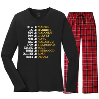 Be Like Inspiring Leaders Black History Women's Long Sleeve Flannel Pajama Set 