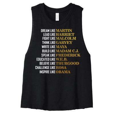 Be Like Inspiring Leaders Black History Women's Racerback Cropped Tank