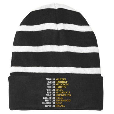 Be Like Inspiring Leaders Black History Striped Beanie with Solid Band