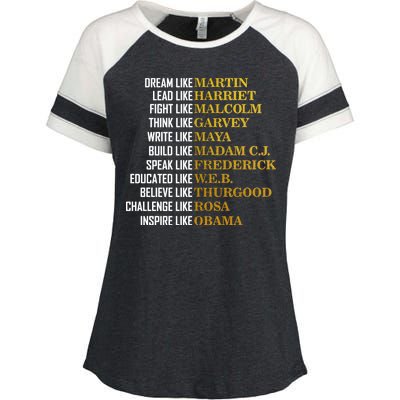 Be Like Inspiring Leaders Black History Enza Ladies Jersey Colorblock Tee