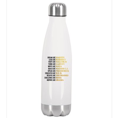 Be Like Inspiring Leaders Black History Stainless Steel Insulated Water Bottle