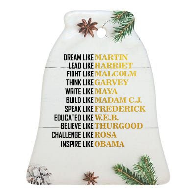 Be Like Inspiring Leaders Black History Ceramic Bell Ornament