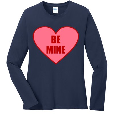 Be Mine Valentine's Day Heart Love Design Ladies Long Sleeve Shirt