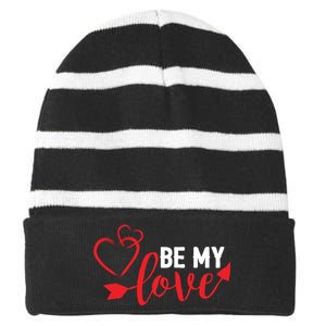 Be My Love Arrow Heart Striped Beanie with Solid Band