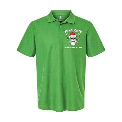 Be Naughty Save Santa A Trip Softstyle Adult Sport Polo