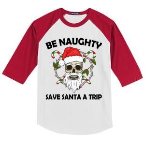 Be Naughty Save Santa A Trip Kids Colorblock Raglan Jersey