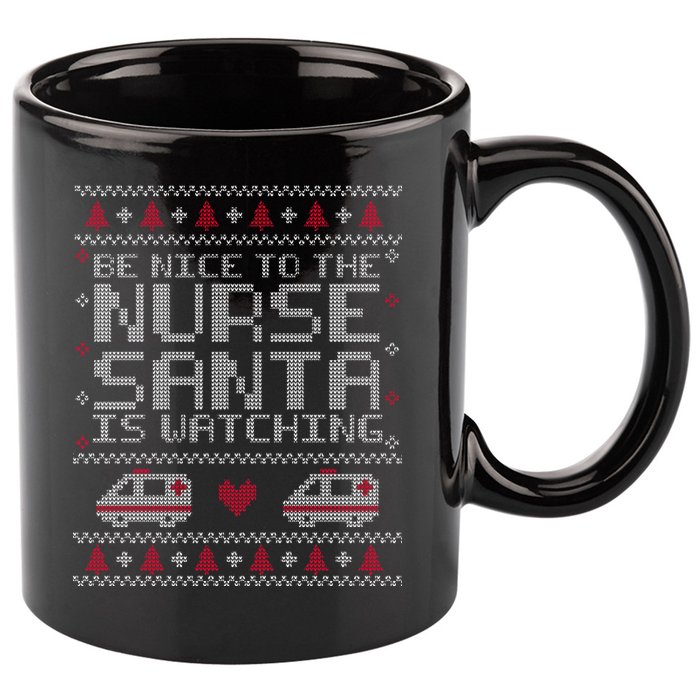 Be Nice To The Nurse Santa Is Watching 11oz C Handle Ceramic Mug