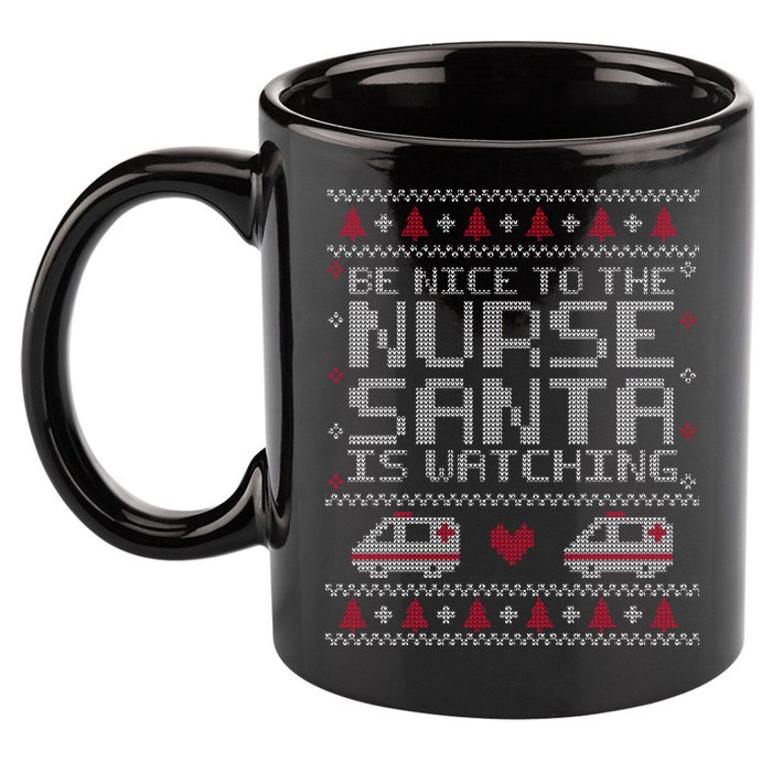 Be Nice To The Nurse Santa Is Watching 11oz C Handle Ceramic Mug