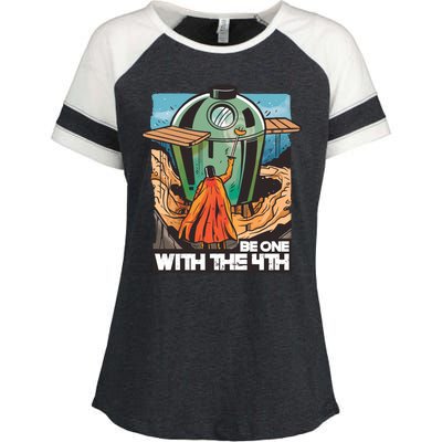 Be One With The 4th BBQ Parody Enza Ladies Jersey Colorblock Tee