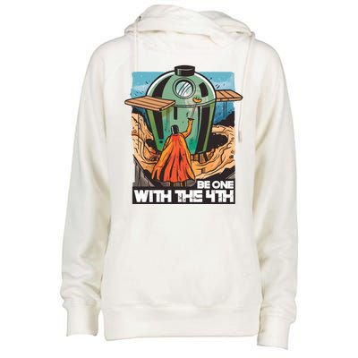 Be One With The 4th BBQ Parody Womens Funnel Neck Pullover Hood