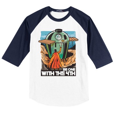 Be One With The 4th BBQ Parody Baseball Sleeve Shirt