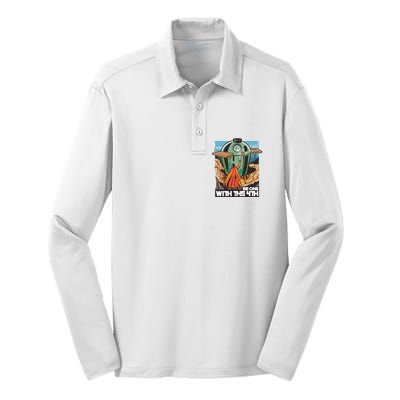 Be One With The 4th BBQ Parody Silk Touch Performance Long Sleeve Polo