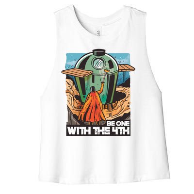 Be One With The 4th BBQ Parody Women's Racerback Cropped Tank