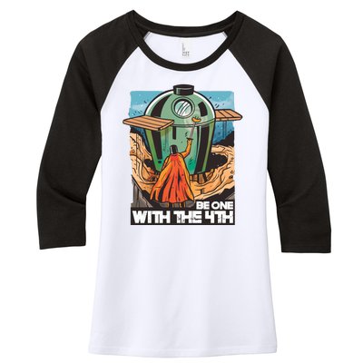 Be One With The 4th BBQ Parody Women's Tri-Blend 3/4-Sleeve Raglan Shirt