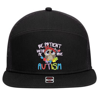 Be Patient With Me Autism Owl 7 Panel Mesh Trucker Snapback Hat