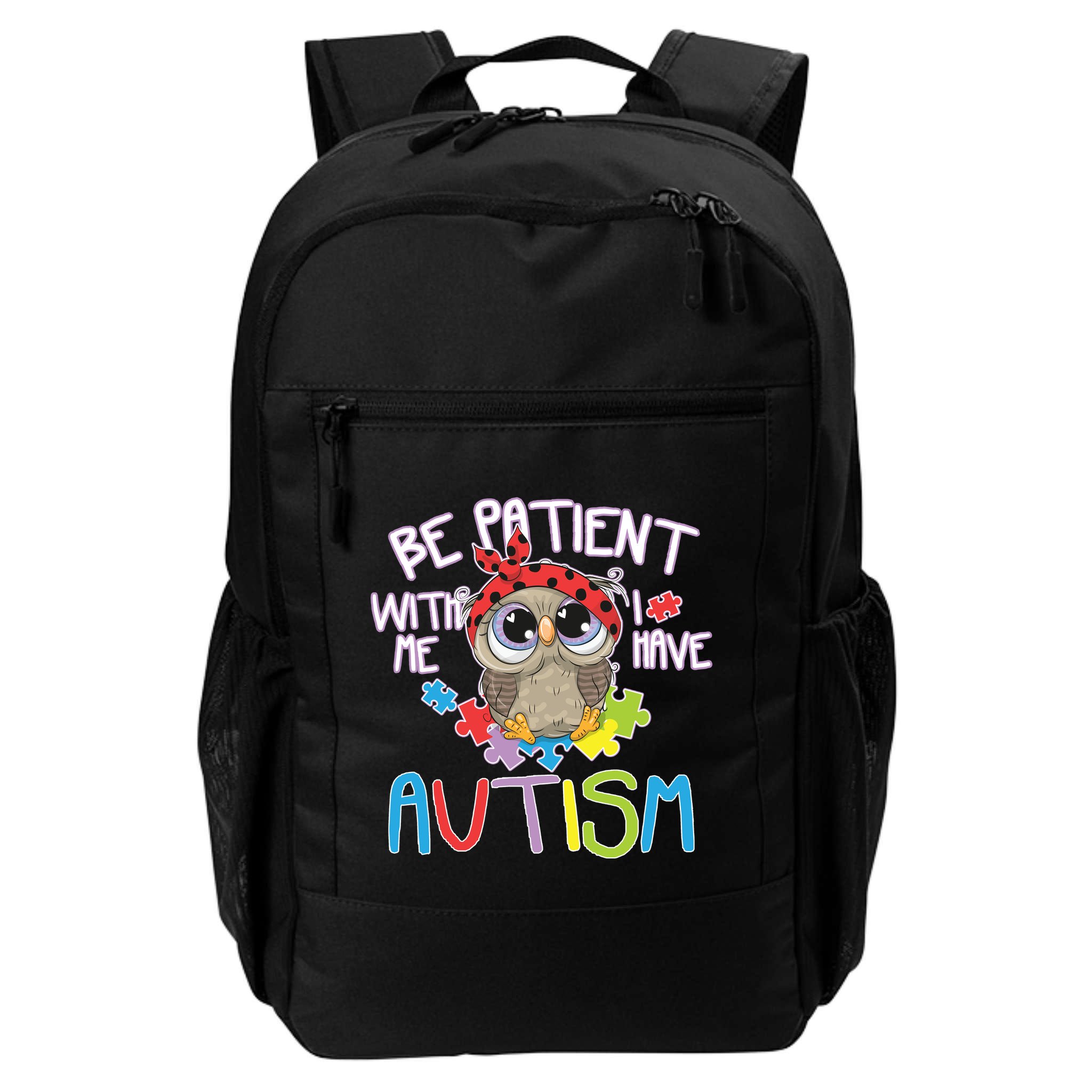 Be Patient With Me Autism Owl Backpack