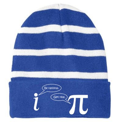 Be Rational Get Real Pi Math Striped Beanie with Solid Band