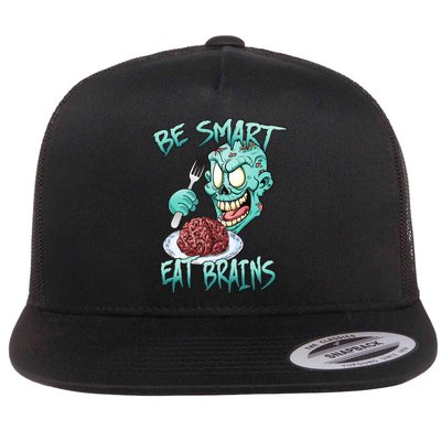 Be Smart Eat Brains Flat Bill Trucker Hat