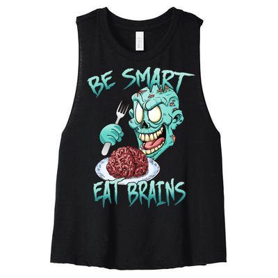 Be Smart Eat Brains Women's Racerback Cropped Tank