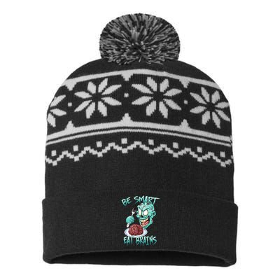 Be Smart Eat Brains USA-Made Snowflake Beanie