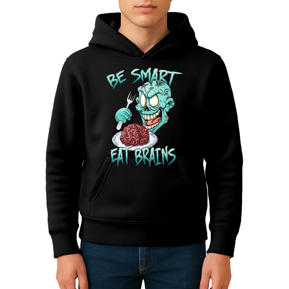 Be Smart Eat Brains Kids Hoodie