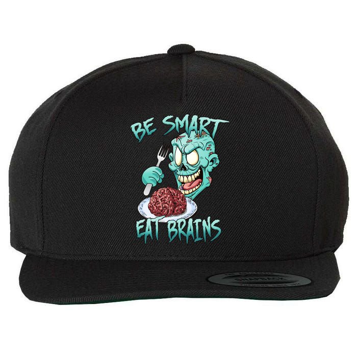 Be Smart Eat Brains Wool Snapback Cap