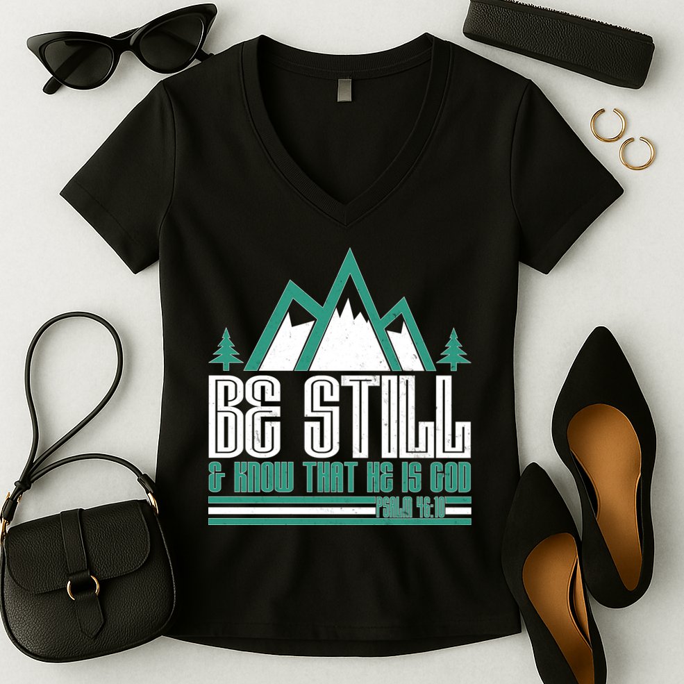 Be Still And Know That He Is God Women's V-Neck T-Shirt