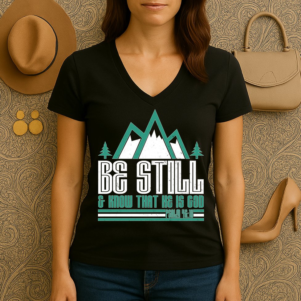 Be Still And Know That He Is God Women's V-Neck T-Shirt