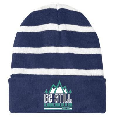 Be Still And Know That He Is God Striped Beanie with Solid Band