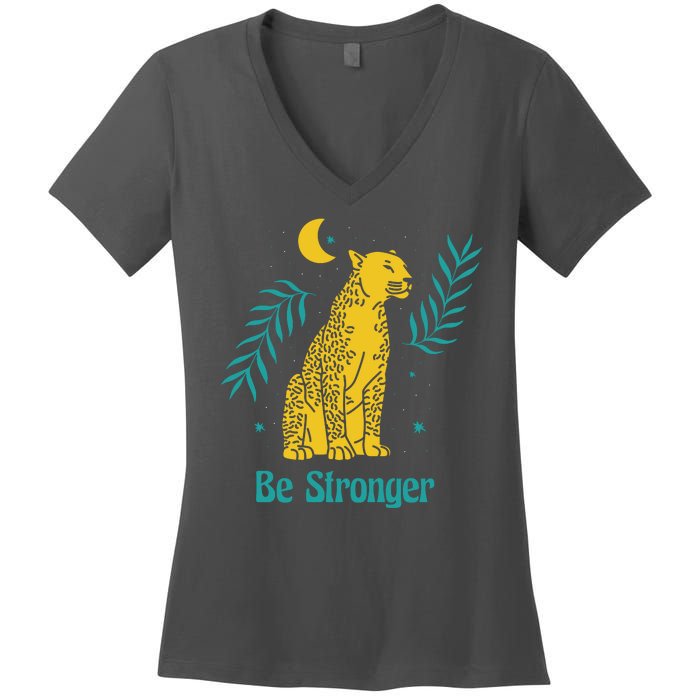 Be Stronger Tiger Women's V-Neck T-Shirt