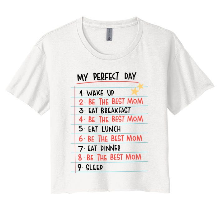 Be The Best Mom Life Routine Women's Crop Top Tee
