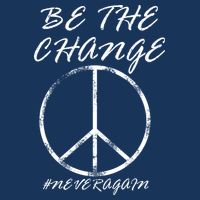 Be The Change Never Again Drawstring Bag