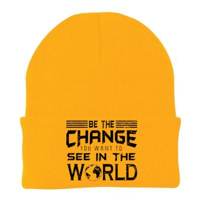 Be the Change You Want To See In The World Knit Cap Winter Beanie