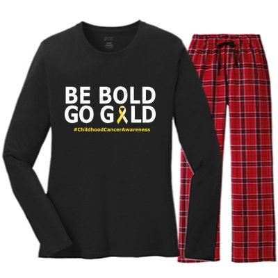 Be The Gold Childhood Cancer Awareness Women's Long Sleeve Flannel Pajama Set 